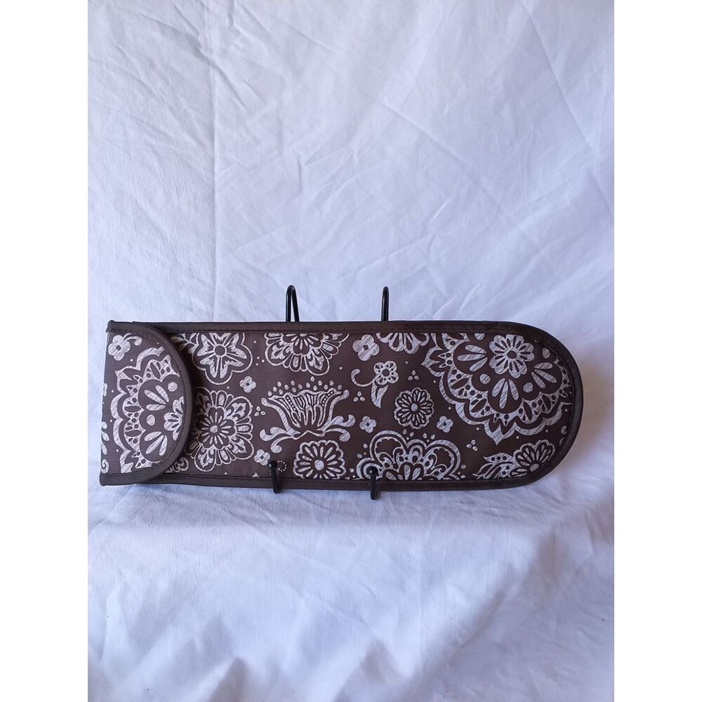 Retired Thirty-One Brown Woodblock Thermal Flatiron Travel/Storage Case/Pouch
